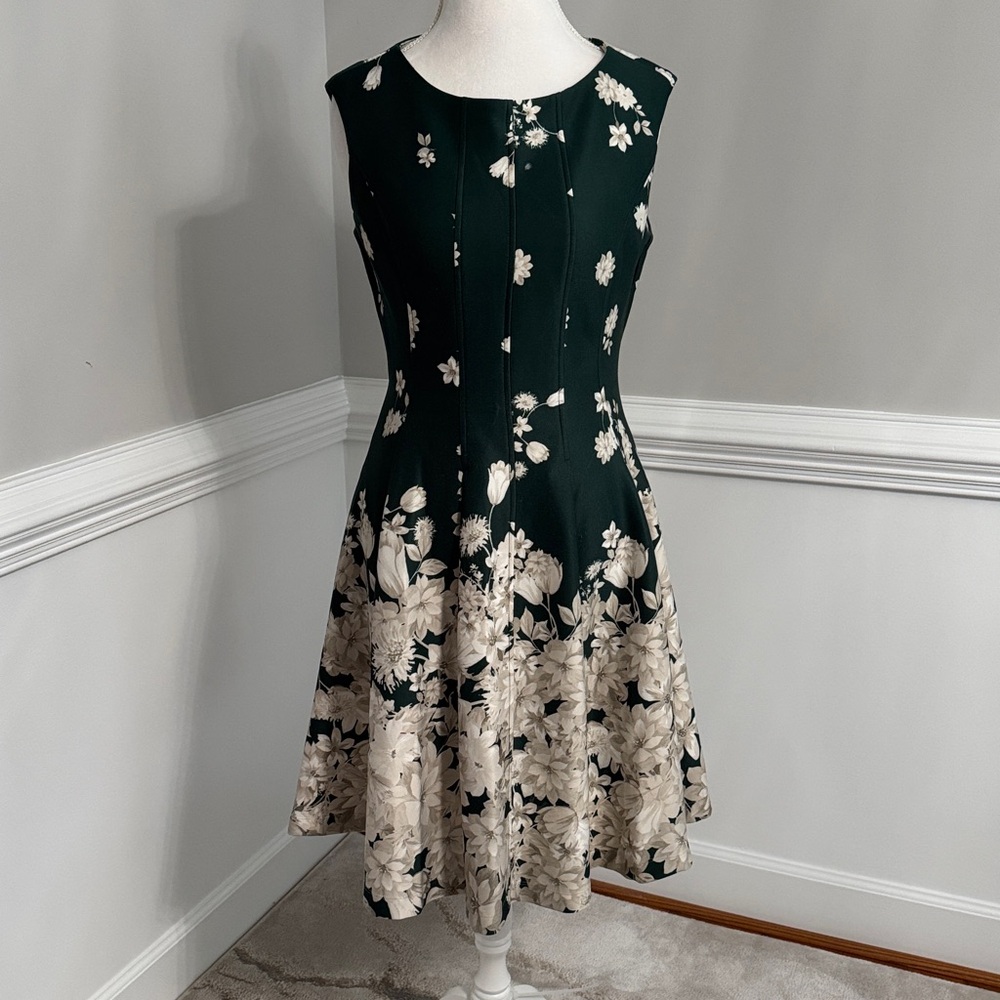Danny & Nicole Green and Cream Floral Dress